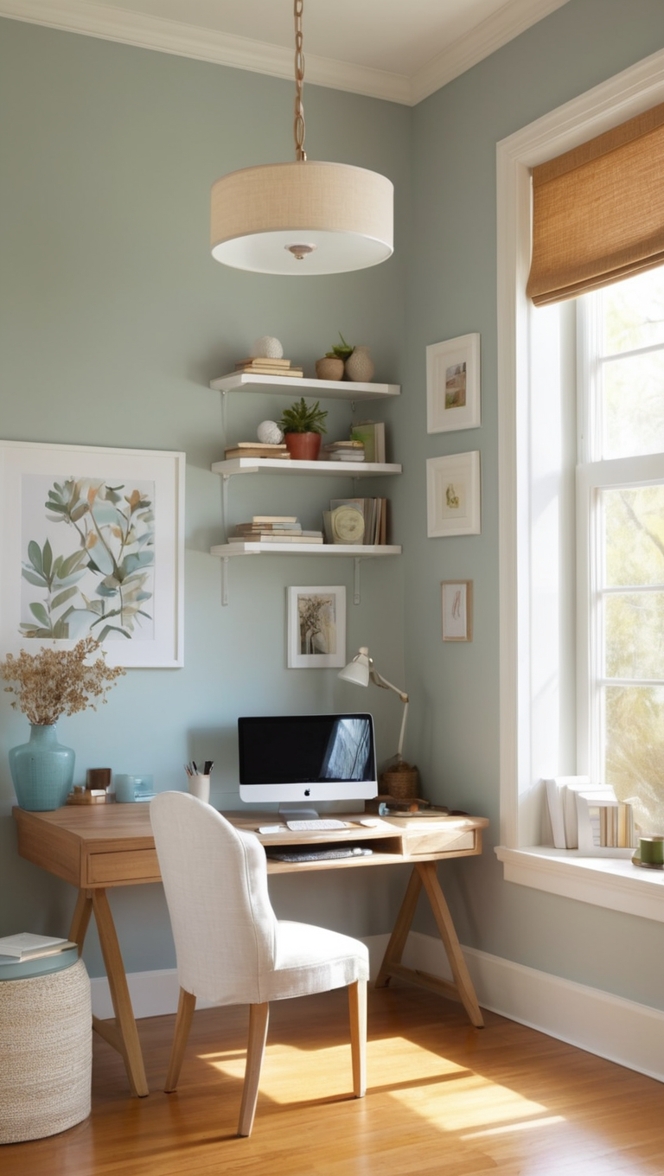 cozy home office ideas, comfortable work space, stylish home office decor, productive home office setup, inviting workspace 