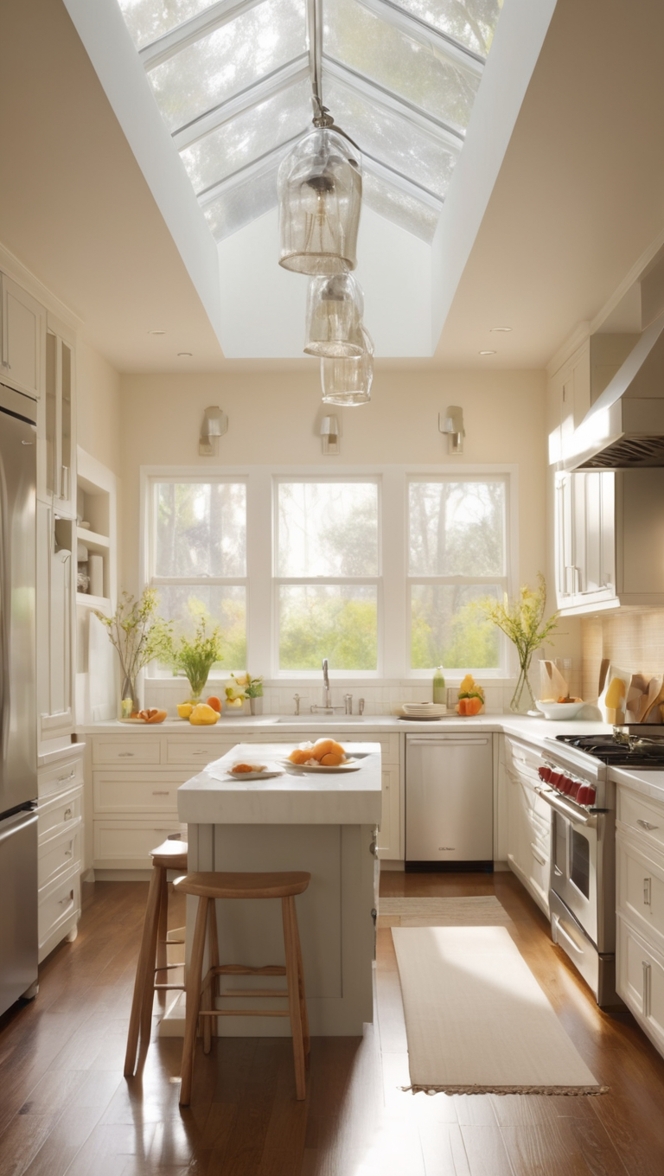 cozy kitchen lighting, pendant lighting, under cabinet lighting, track lighting, recessed lighting 