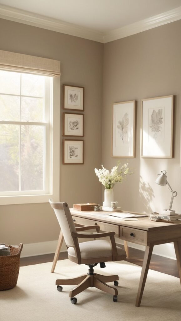 cozy home office decor, modern home office design, stylish home office furniture, minimalist office space, chic office organization