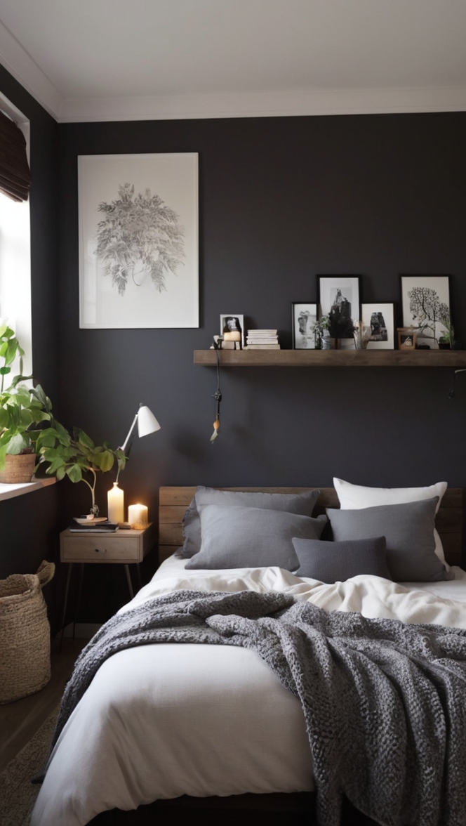 dark bedroom decor, rustic bedroom ideas, modern bedroom design, elegant bedroom furniture, stylish bedroom lighting 