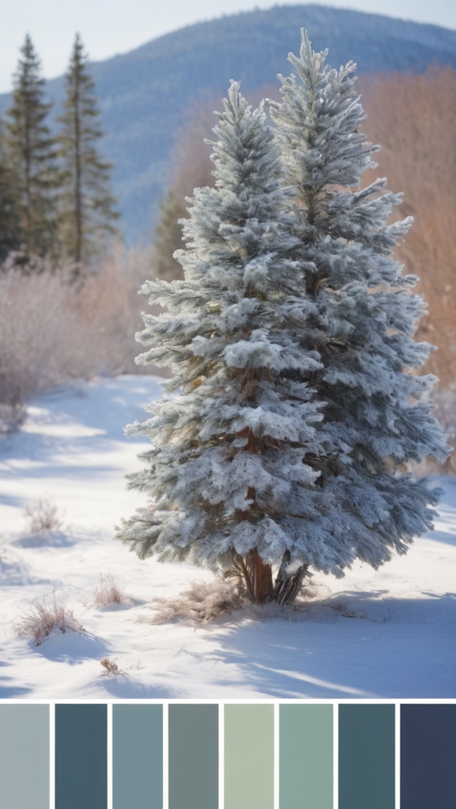 winter color palette, deep blue shades, cozy winter hues, rich winter tones, dramatic winter shades 