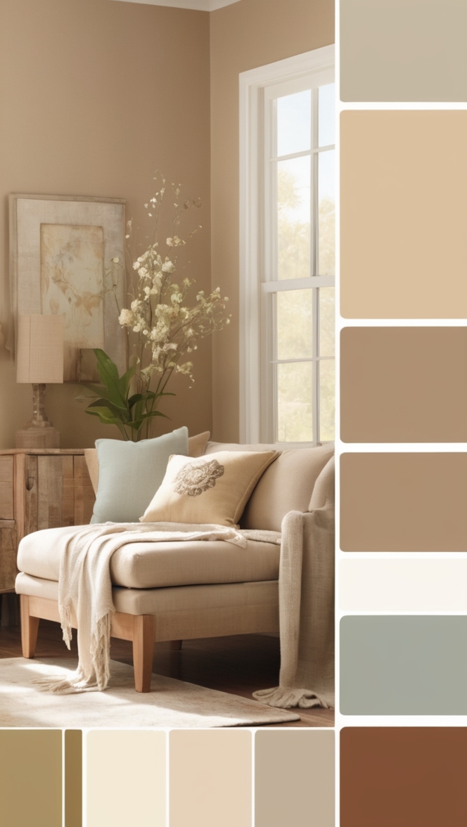 earthy tones, neutral colors, warm hues, natural shades, organic palette