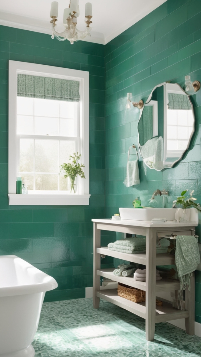 emerald green tiles, green ceramic tile, bathroom tile ideas, green mosaic tiles, luxury bathroom tiles