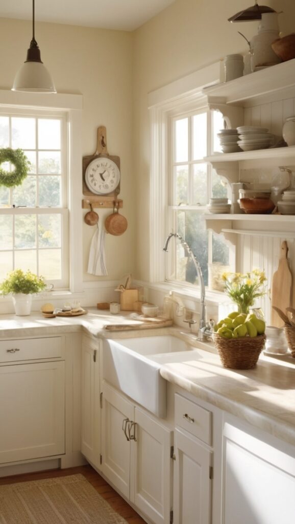 farmhouse sink, rustic kitchen decor, country kitchen design, vintage kitchen ideas, shabby chic kitchen