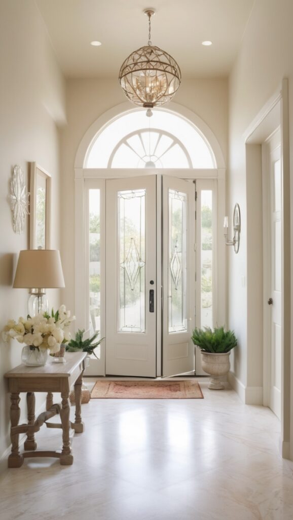 luxury home decor, grand entrance decor, opulent home design, upscale entryway décor, luxurious foyer styling