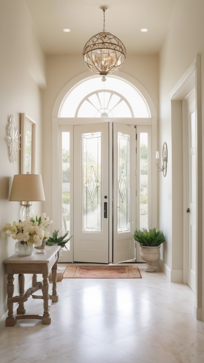 luxury home decor, grand entrance decor, opulent home design, upscale entryway décor, luxurious foyer styling 