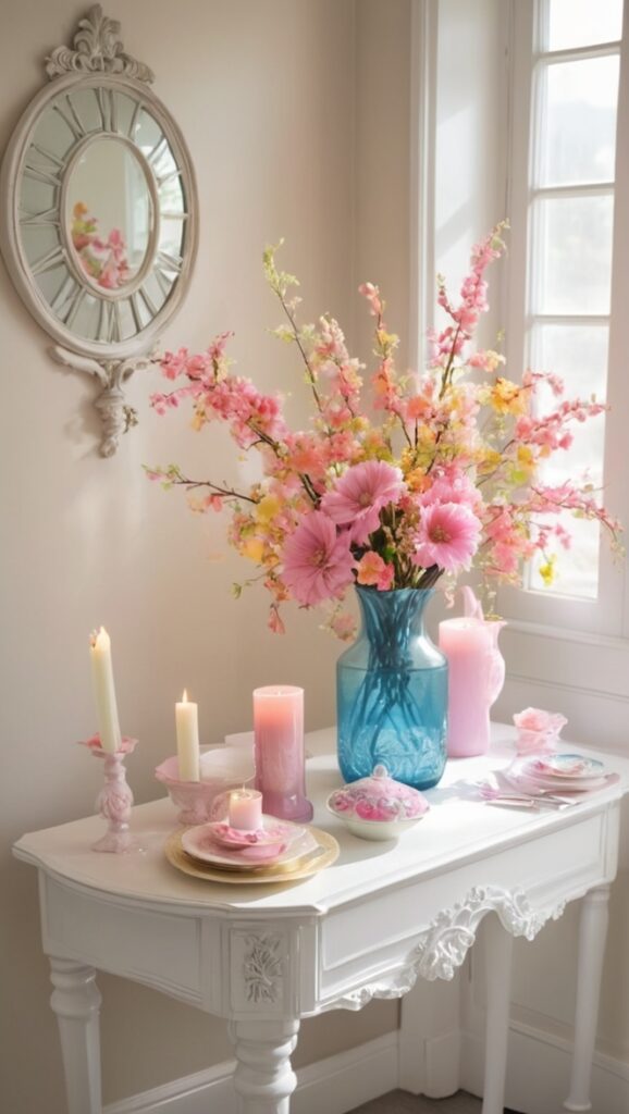 entryway table decor, foyer table styling, hallway console decor, console table ideas, front entrance table styling