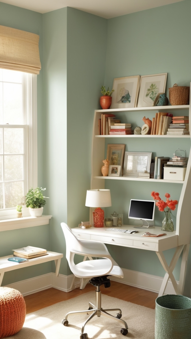 home office paint colors, cozy office decor, wall color ideas, home office design, office color schemes