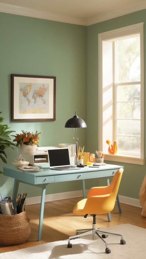 home office paint colors, cozy office decor, wall color ideas, home office design, office color schemes