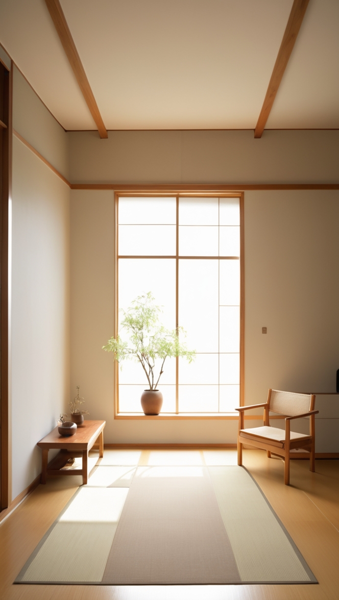 japanese living room design, minimalist interior decor, modern japanese home, zen living room decor, clean home design 