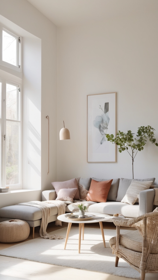 minimalist living room design, cozy home decor, modern scandinavian interior, luxury minimalist furniture, stylish minimalistic living 