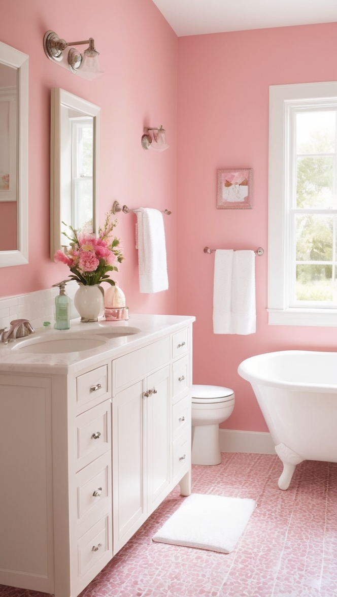 pink bathroom tile ideas, pink bathroom decor, pink tiles for bathroom, pink tile designs, pink bathroom renovation