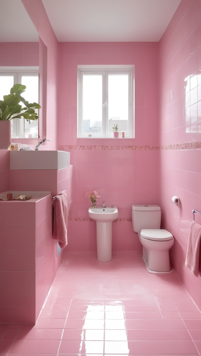 pink bathroom tile ideas, pink bathroom decor, pink tiles for bathroom, pink tile designs, pink bathroom renovation 