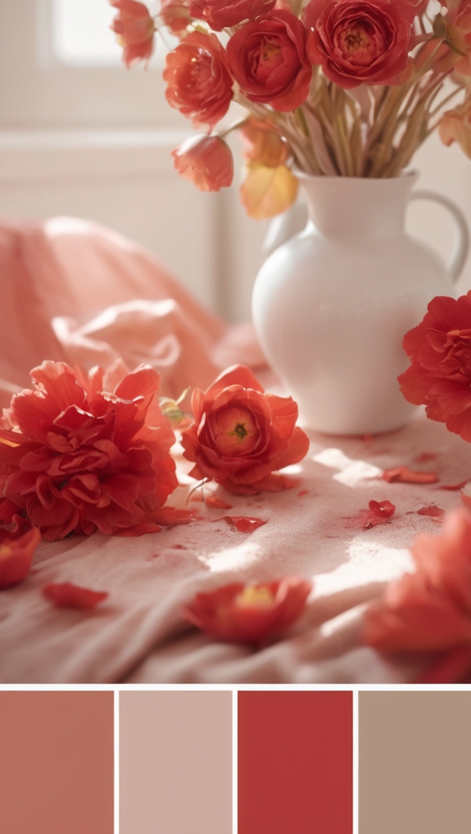 red paint, red color scheme, red color palette, red hue, red color combination 