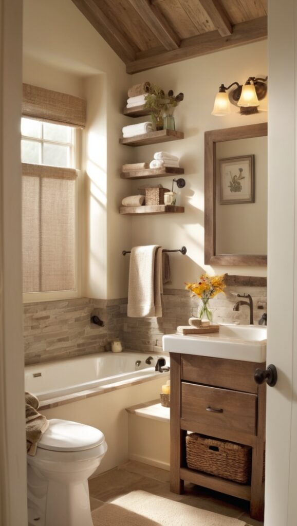 small bathroom renovation, bathroom redesign, rustic bathroom makeover, compact bathroom revamp, minimalist bathroom update