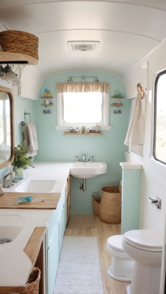 small camper renovation, camper interior design, small bathroom makeover, camper remodel ideas, tiny house bathroom design