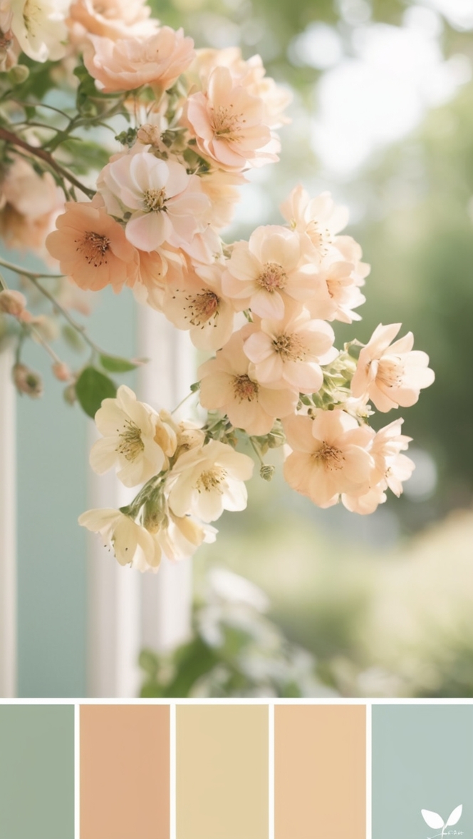 summer color palette, pastel colors, light hues, warm tones, soft shades