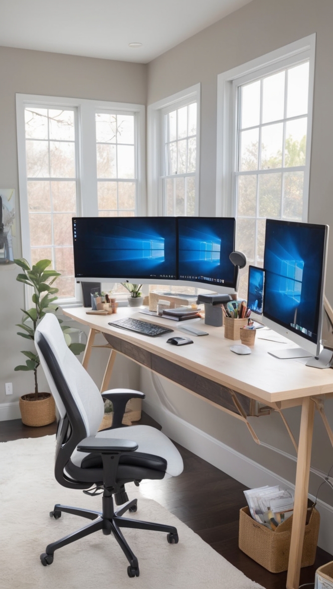multi monitor computer desk
triple monitor setup desk
large desk for multiple monitors
dual monitor desk
desk with space for 3 monitors 