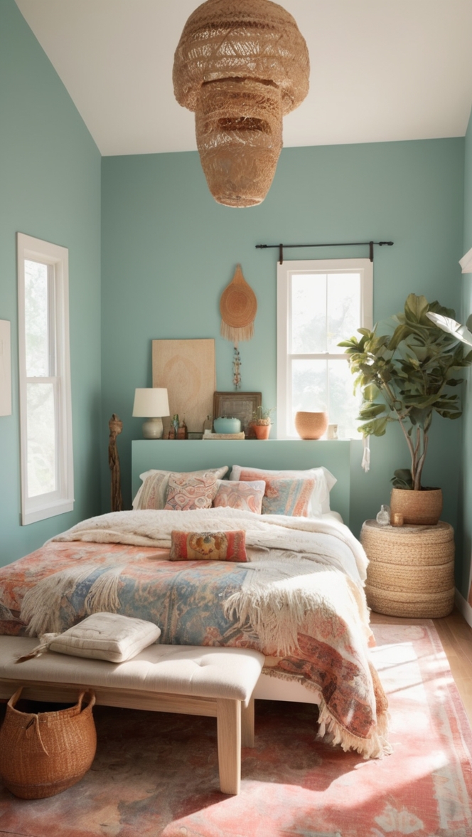 boho bedroom decor, bohemian bedroom design, boho style furniture, boho chic bedding, boho room accessories