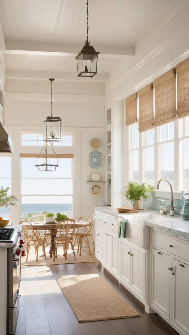 coastal farmhouse decor, beach cottage kitchen, rustic coastal kitchen, farmhouse style kitchen, shabby chic kitchen 