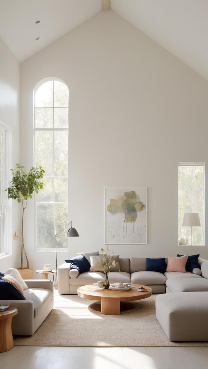 contemporary living room decor, modern minimalist furniture, high-end living room design, sleek interior styling, luxury minimalist home design 