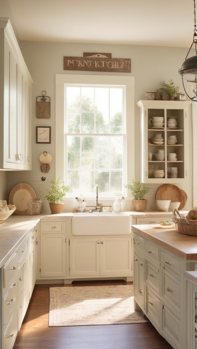 Country kitchen decor, Farmhouse kitchen design, Rustic kitchen ideas, Cottage style kitchen, Vintage kitchen renovation