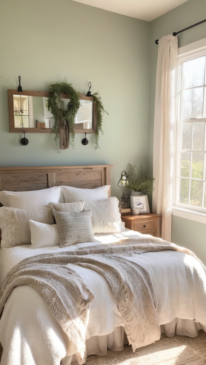 farmhouse bedroom decor, rustic bedroom design, country bedroom ideas, shabby chic bedroom, vintage bedroom furniture