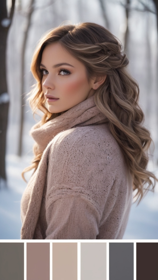 dark winter makeup looks, winter color trends, dramatic winter fashion, deep winter color palette, bold winter lipstick 