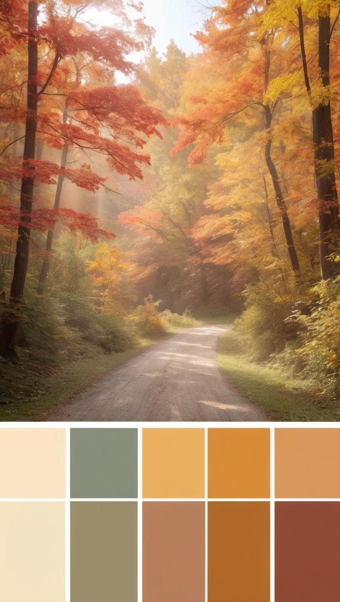 autumn color scheme, foliage photography, fall color trends, seasonal color palette, autumnal hues