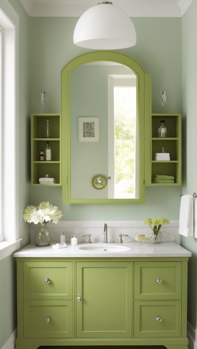 green bathroom cabinet, small bathroom vanity, modern bathroom vanity, custom bathroom vanity, floating bathroom vanity 