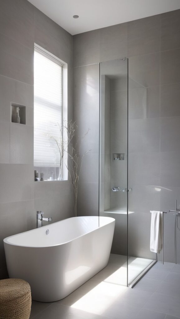 bathroom tiles, gray tiles, porcelain tiles, mosaic tiles, subway tiles