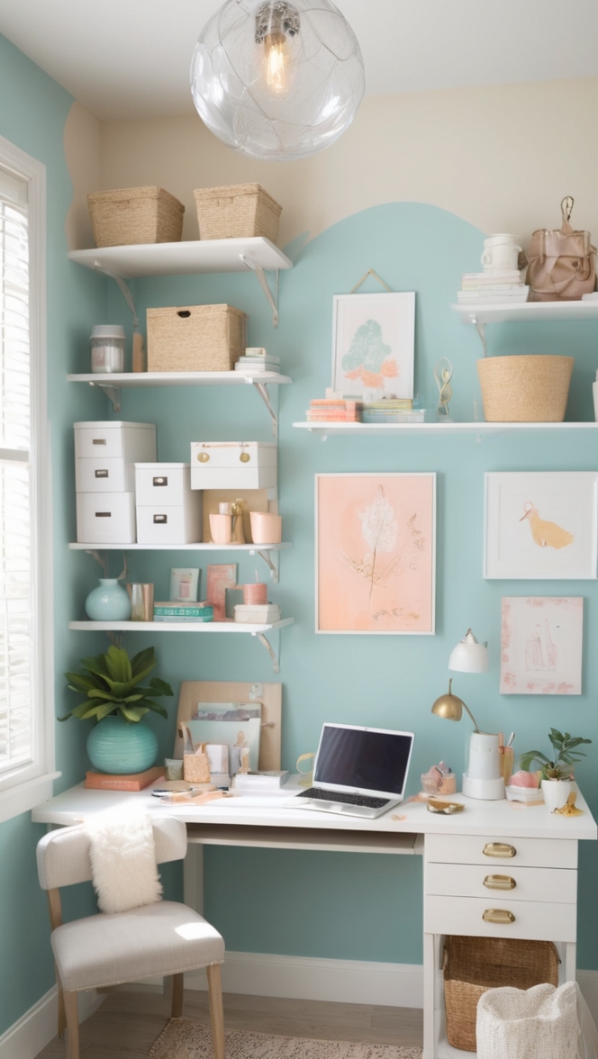 craft room organization, home office design, creative workspace ideas, DIY desk storage, office decor ideas