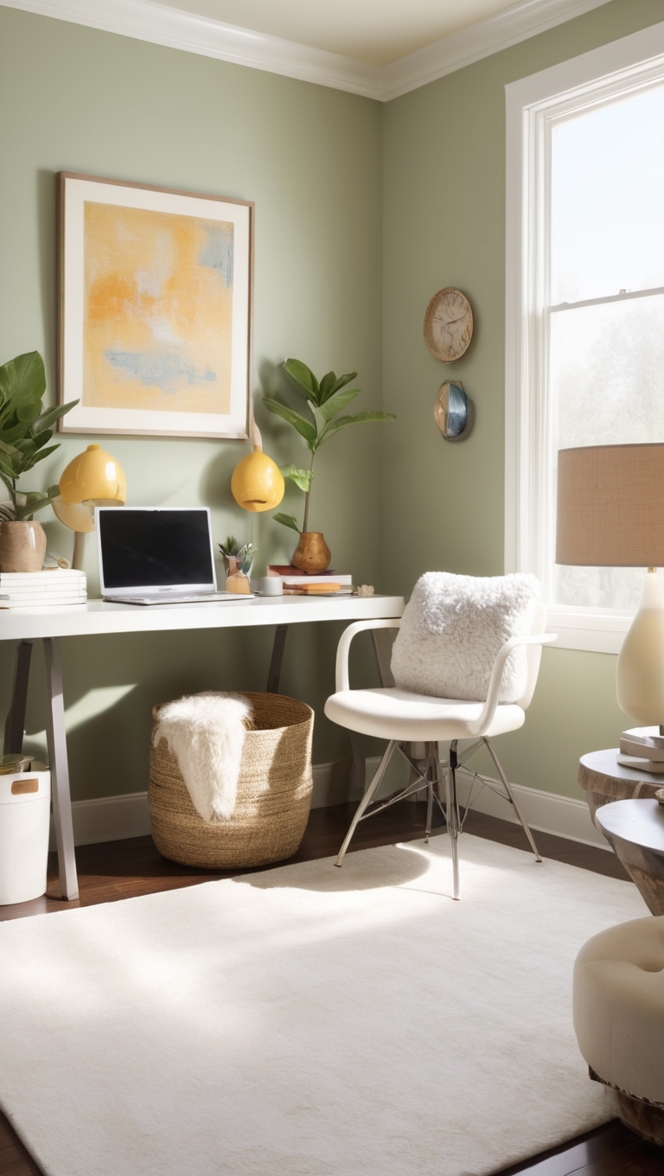 home office decor, cozy workspace design, lounge area furniture, small home office layout, comfortable home office ideas