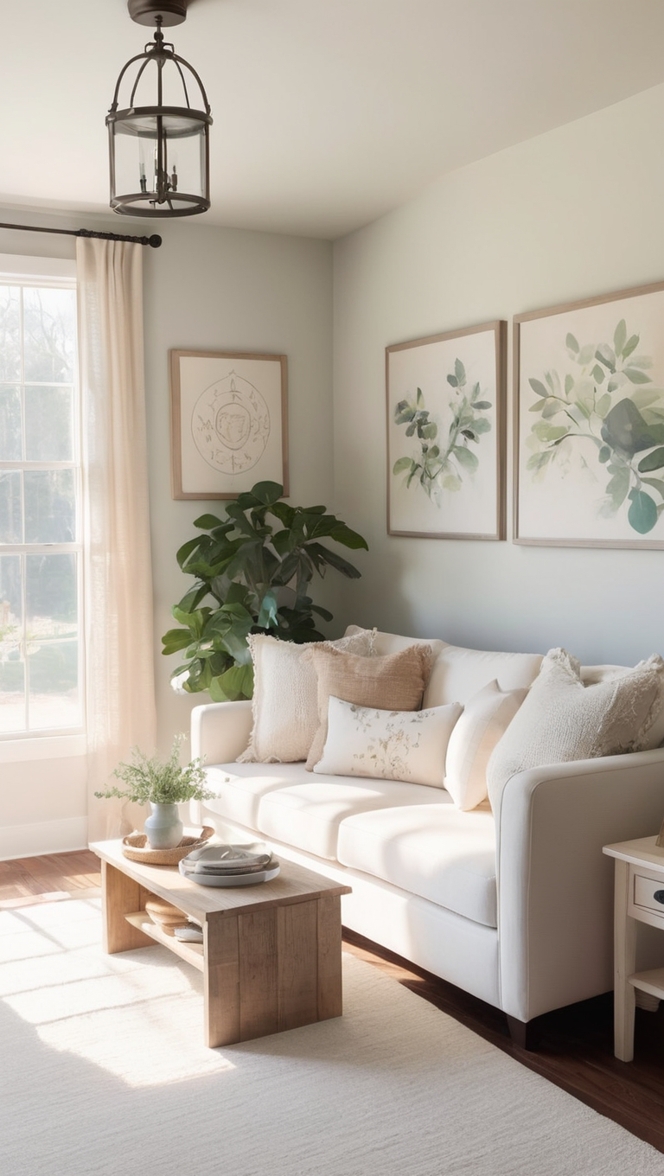 farmhouse decor, modern farmhouse, rustic living room, neutral color palette, cozy home design