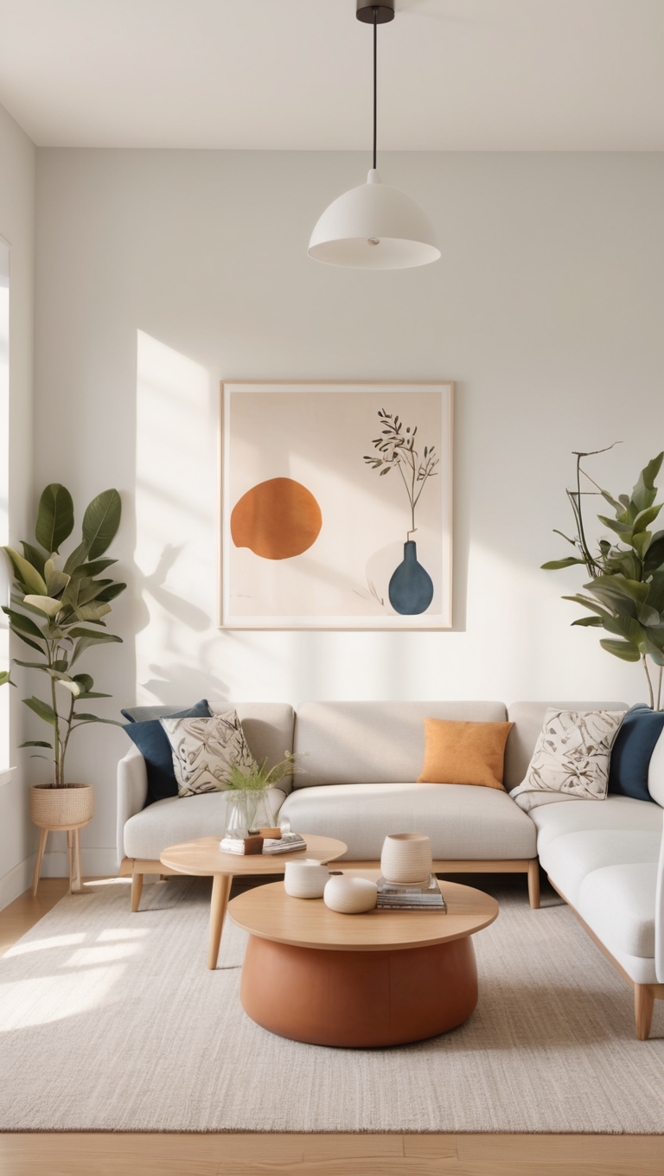 modern minimalist decor, stylish japandi interior, contemporary Japanese design, serene living space, scandinavian minimalism