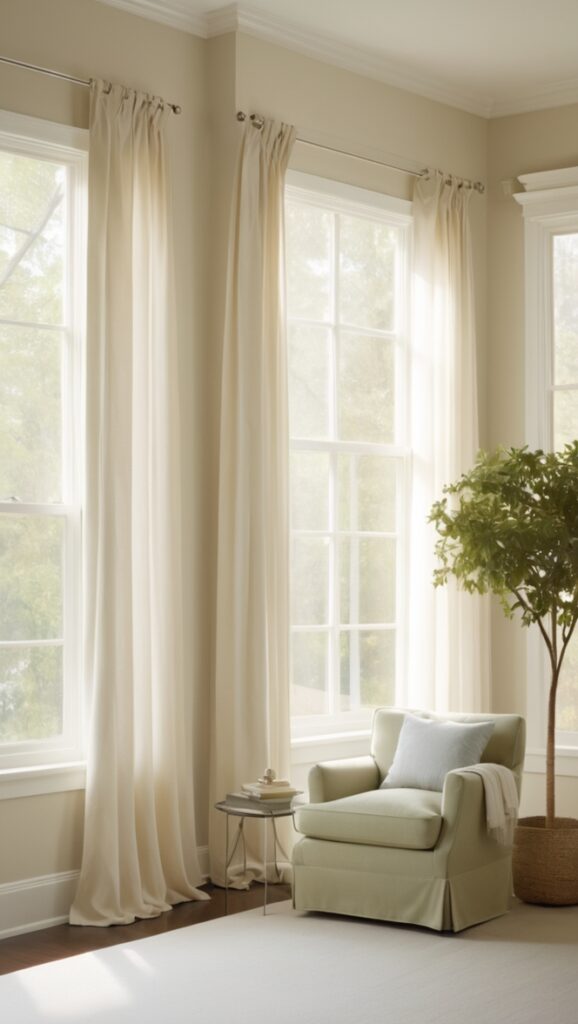 window treatments living room, minimalist curtains, modern blinds, sleek shades, contemporary drapes