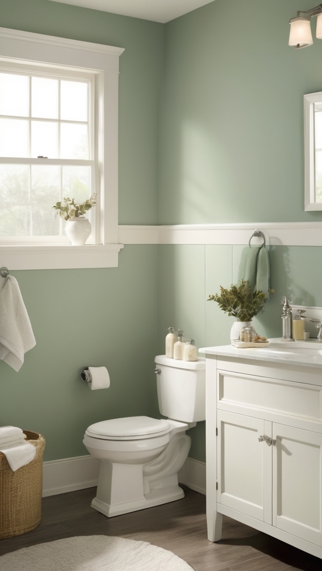 dark green bathroom, green bathroom decor, forest green bathroom, emerald green bathroom, sage green bathroom
