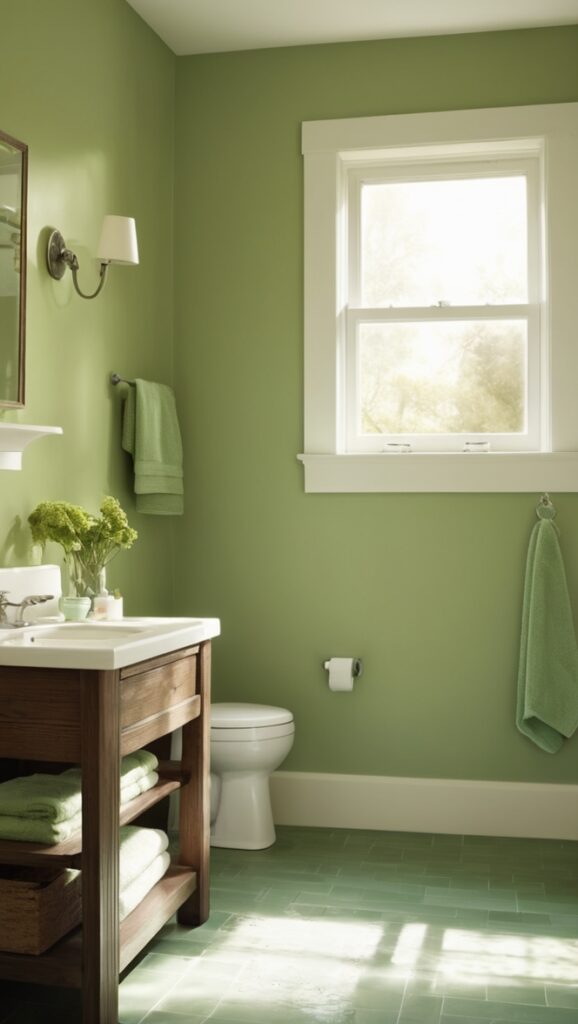 dark green bathroom, green bathroom decor, forest green bathroom, emerald green bathroom, sage green bathroom