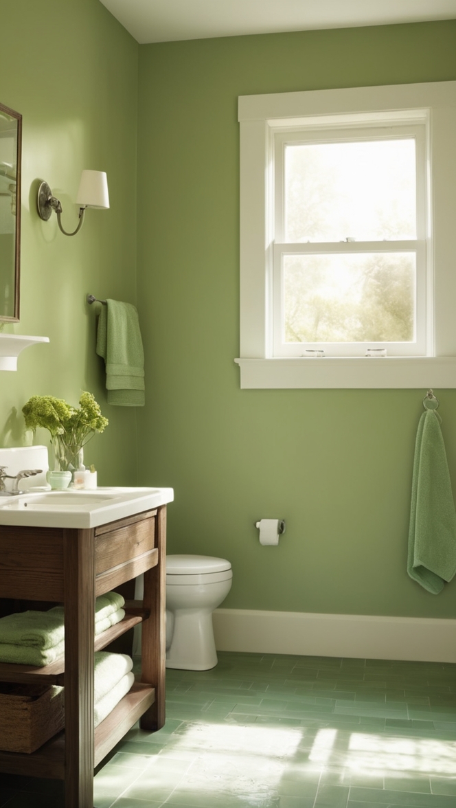 dark green bathroom, green bathroom decor, forest green bathroom, emerald green bathroom, sage green bathroom 
