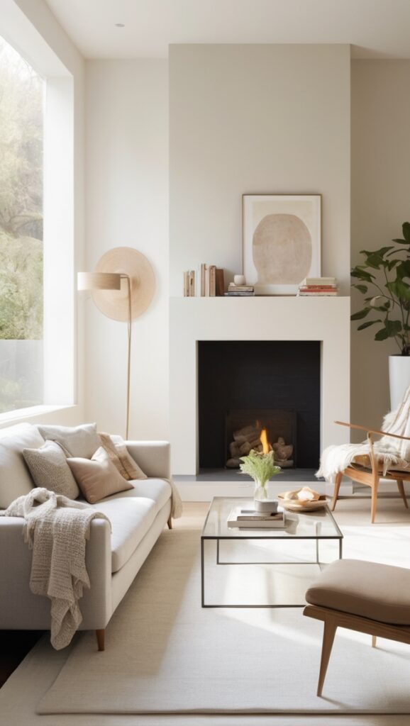 neutral living room decor, minimalist home design, modern neutral decor, sleek minimalist interiors, contemporary living room ideas