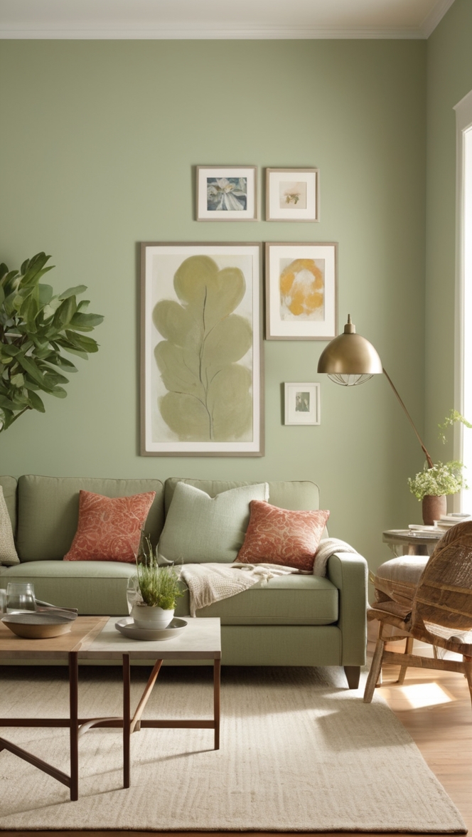 sage green sofa, modern living room ideas, cozy home decor, interior design inspiration, trendy furniture pieces