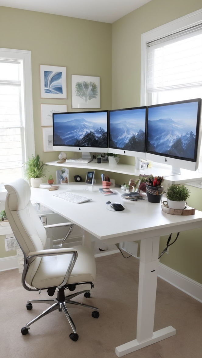 three monitor setup, multi monitor configuration, triple monitor display, desk organization, workspace optimization