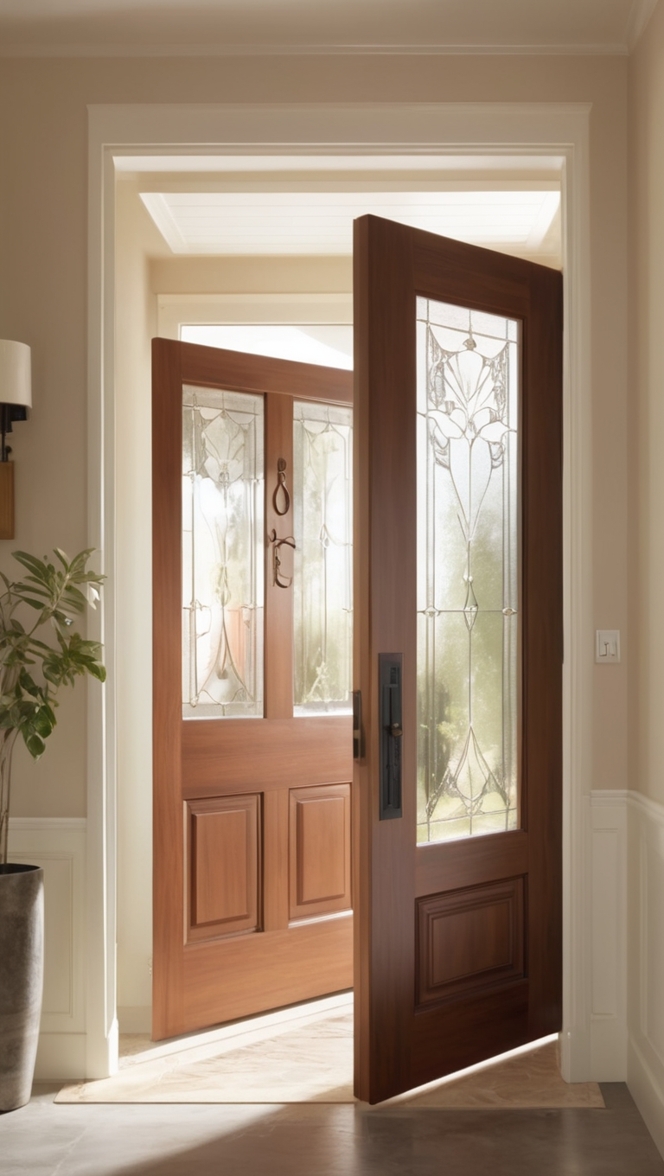wooden main entrance door, modern double door design, contemporary wooden door, elegant front door, stylish exterior door