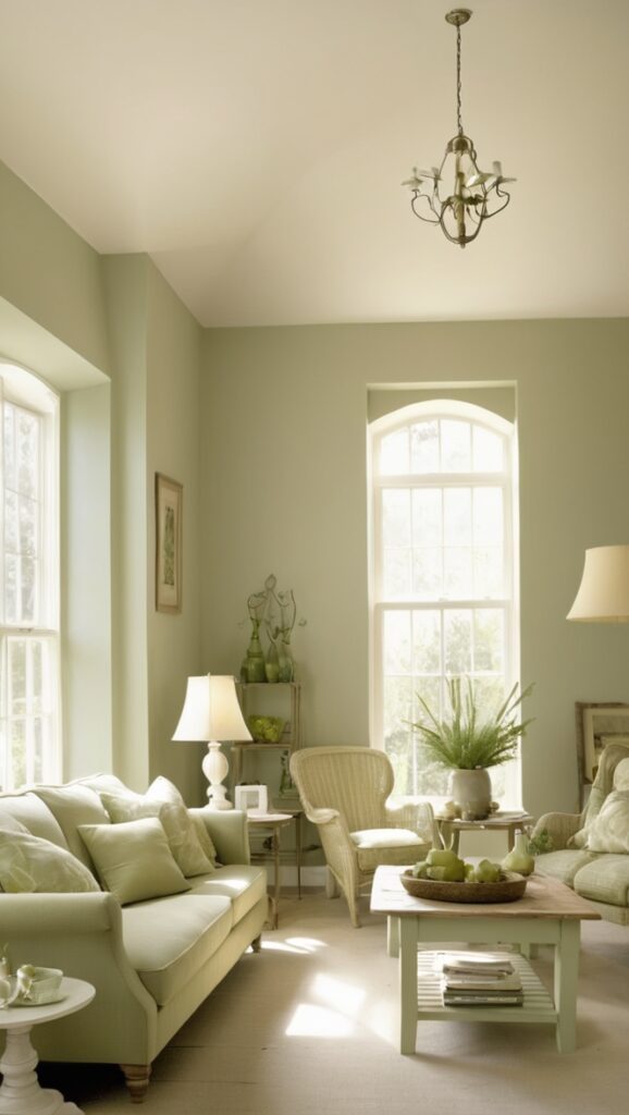 green living room ideas, sage green decor, cream and green color scheme, sage green furniture, cream and green accessories