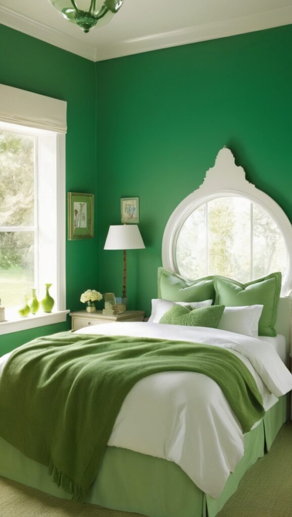 emerald green decor, emerald green paint, emerald green bedroom furniture, emerald green bedding, emerald green curtains