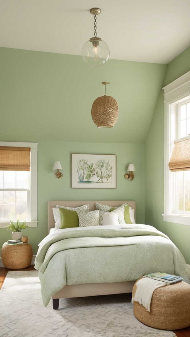 green paint colors, bedroom wall decor, accent wall ideas, interior design trends, home decorating ideas