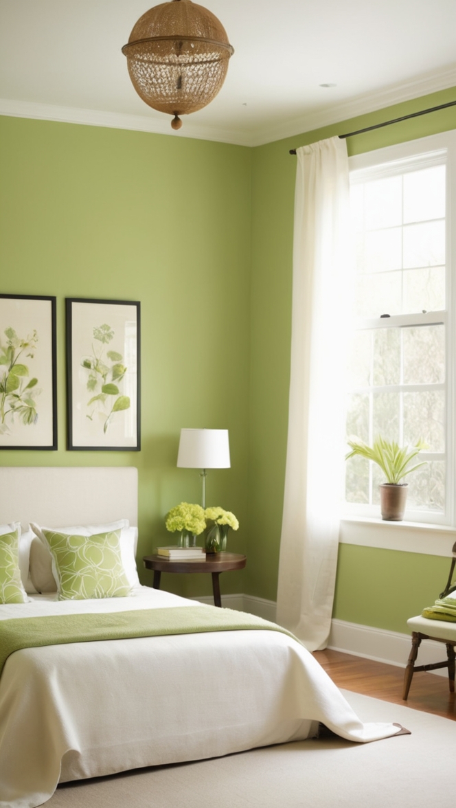 green paint colors, bedroom wall decor, accent wall ideas, interior design trends, home decorating ideas 