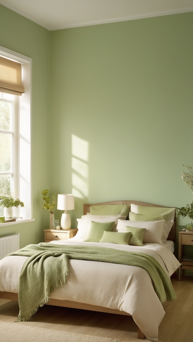 green bedroom decor, beige bedding, designer bedding, luxury home decor, interior design trends 