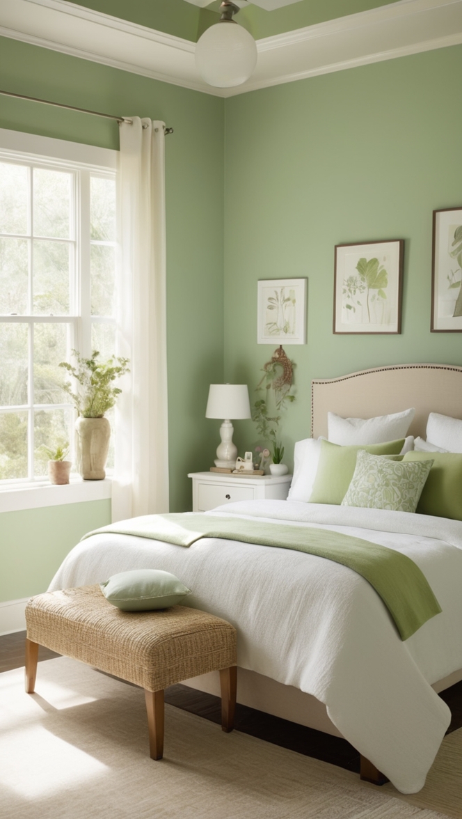 eco-friendly bedroom design, sustainable bedroom decor, green living space, nature-inspired bedroom, environmentally conscious interior