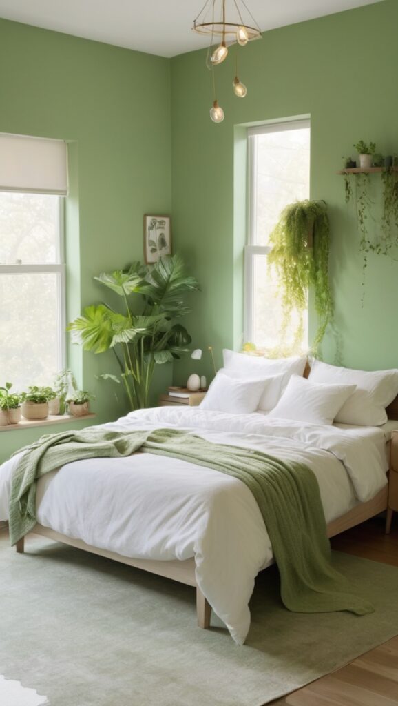 eco-friendly bedroom design, sustainable bedroom decor, green living space, nature-inspired bedroom, environmentally conscious interior